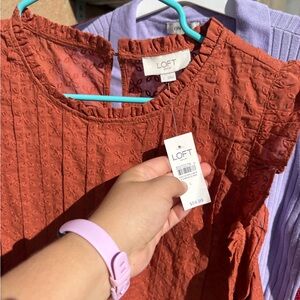 LOFT Terracotta Eyelet Top
